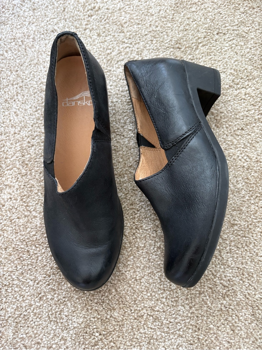 Dankso Black Leather Heeled Mule Booties EU Size 37 US 6.5 Comfort Dark Academia